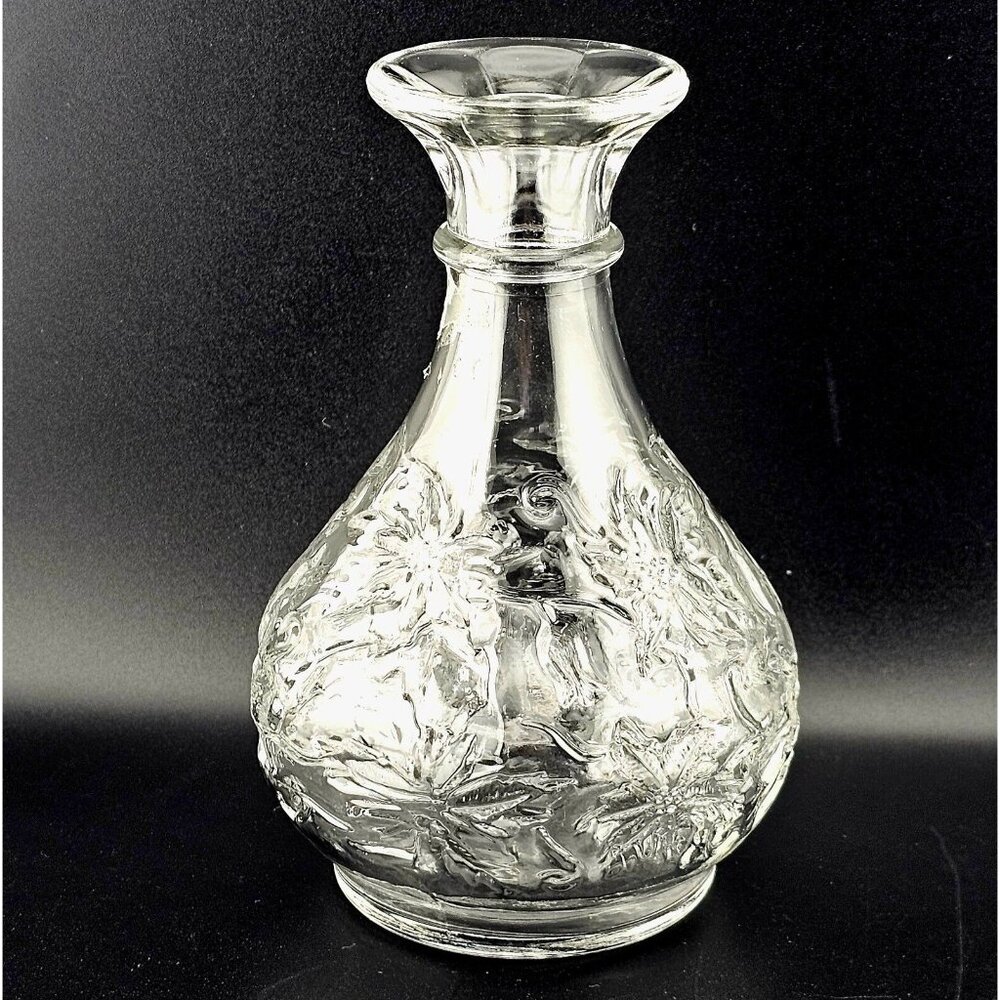 Princess House Fantasia Crystal Poinsettia Leaf Bud Vase 5" chintz floral